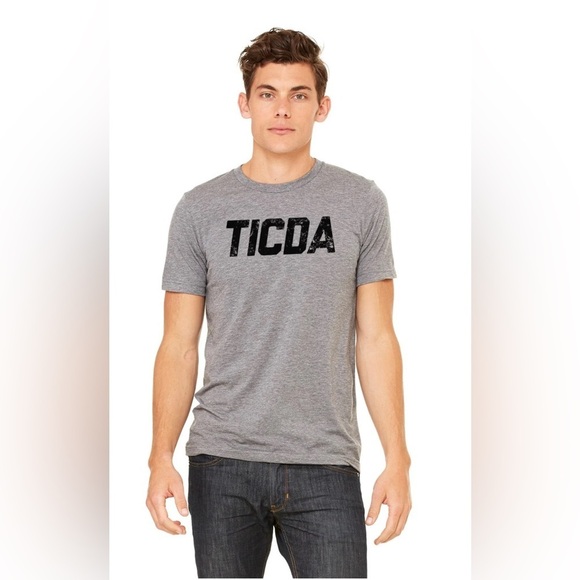 TICDA “sporty” Triblend Grey Black Logo Short Sleeve T-Shirt Size L - Picture 1 of 6